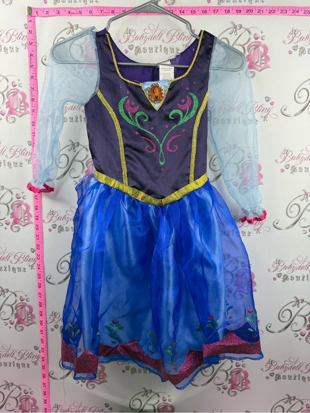 Disney dress costume Purple Blue Princess Anna frozen Sheer Light-Blue *FLAWS*